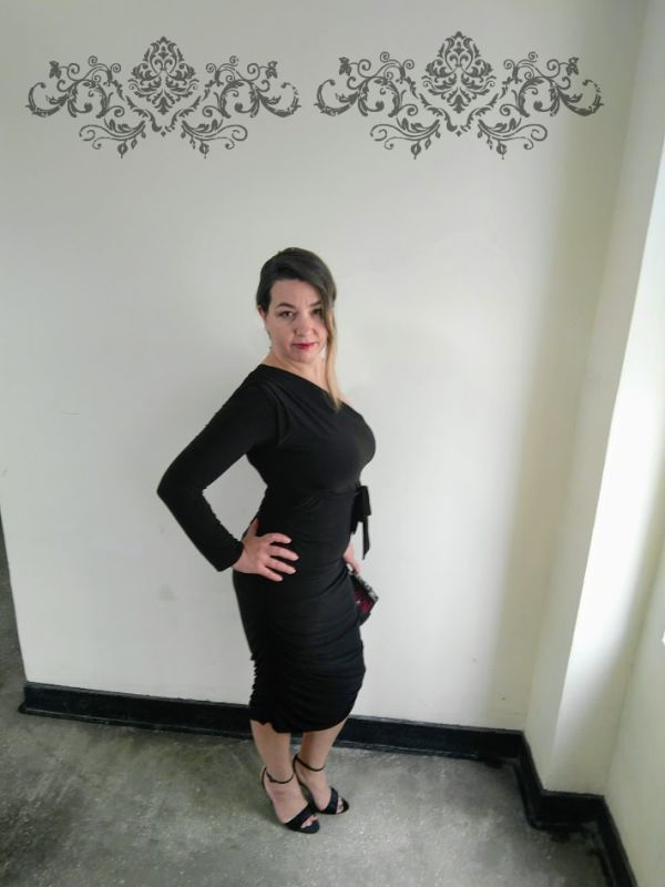 Black One Shoulder Ruched Slinky Midi Dress - Savannah review