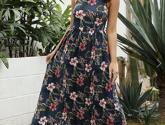 Floral Print Sleeveless Maxi Dress